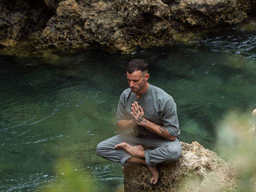 Yoga practice in the gardens at Vilalara