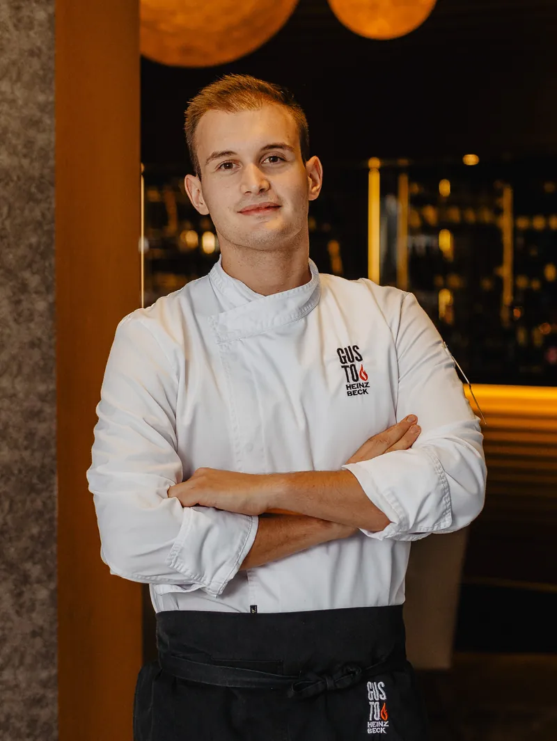 Chef Stefano Bulla in the Gusto by Heinz Beck kitchen