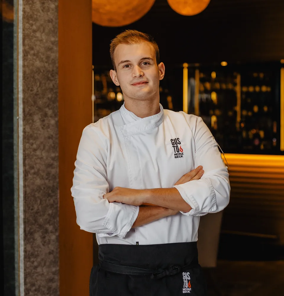 Chef Stefano Bulla in the Gusto by Heinz Beck kitchen